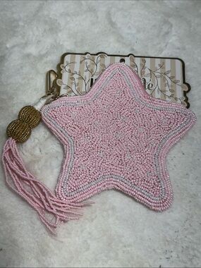 Made in India pink beaded star pouch